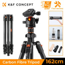 K&F Concept 64 inch/162cm Carbon Fiber Camera Tripod Lightweight Travel Tripod with 36mm Metal Ball Head Quick Release Plate