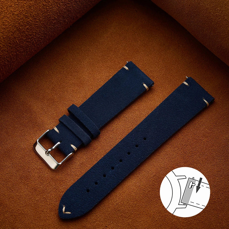 Quick Release Soft Suede Strap 14mm 16mm 18mm Wristband 20mm 22mm Brown Watch Bands Calfskin Bracelet Women&Men Accessories