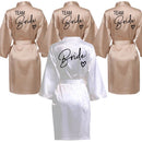 Wedding Party Team Bride Robe With Black Letters Kimono Satin Pajamas Bridesmaid Bathrobe SP003 - BUY ABROAD NOW