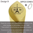 Personalized wedding confetti cones with names and date,