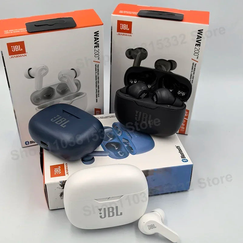 Wireless Earbuds True Headset JBL W200 TWS Bluetooth 5.0 Earphones Sports Headphones With Mic. - Original JBL Wave 200TWS