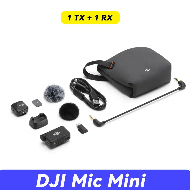 DJI Mic Mini (2 TX + 1 RX ) / (1 TX + 1 RX )Wireless Microphone with Intelligent Noise Cancelling High-Quality Audio
