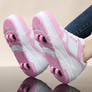 Four wheel roller shoes Boys girls. walking shoes Casual outdoor sports slide and shrink  students pulleys shoes