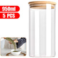 5pcs Glass Storage Jars with Airtight Lid Kitchen Storage Bottles Jars Sealed Container Food Pots for Grains,Sugar,Coffee,Tea