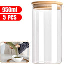 5pcs Glass Storage Jars with Airtight Lid Kitchen Storage Bottles Jars Sealed Container Food Pots for Grains,Sugar,Coffee,Tea