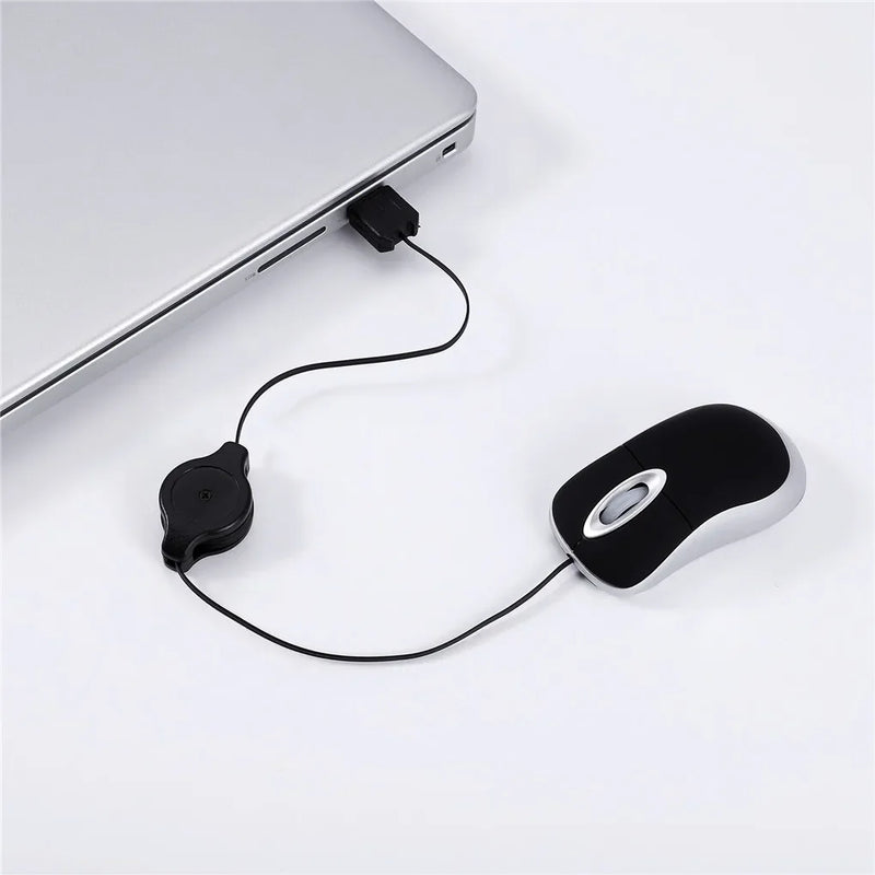 Portable Optical Mini Mouse Retractable USB Cable Ergonomic Office Mause Computer peripheral accessories For PC Laptop