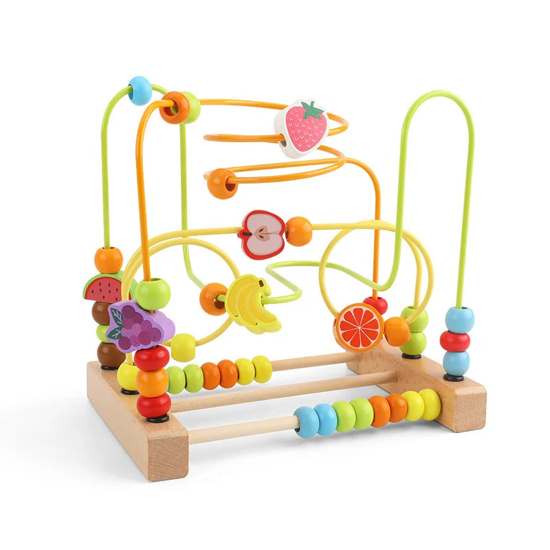 Baby Toys Wooden Roller Coaster Bead Maze Abacus Math Toys. Toddler Early Educational Toys for Kids Children 1-3 Years.