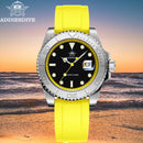 ADDIESDIVE Men's Watch Hot Sale AD2040 41mm Rotatable Bezel Waterproof 200M Diving Watch Colour Rubber Strap Luminous WristWatch