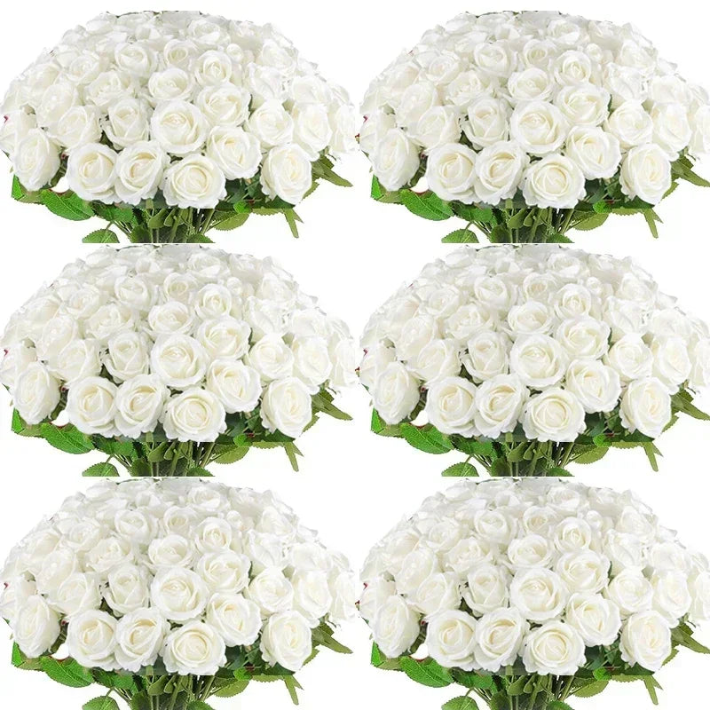 Artificial Roses Flowers Velvet Rose Bouquet for Home Wedding Decoration.