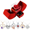 Gift for women, gift box with eternal rose and heart necklace, jewelry box