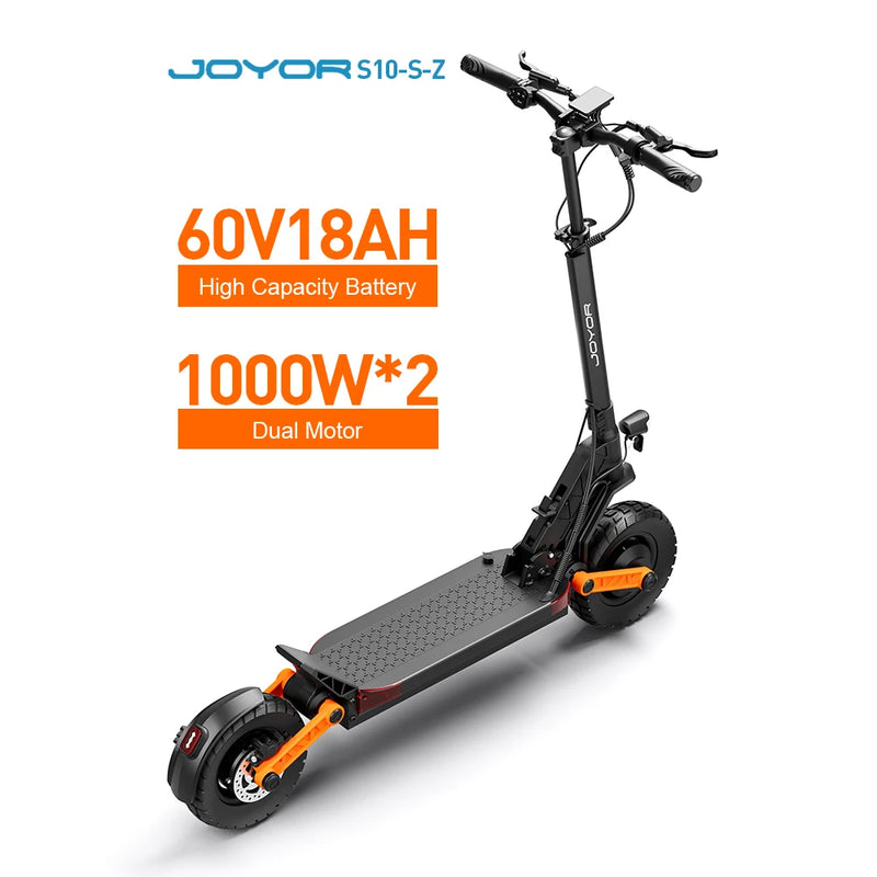 JOYOR S10-S-Z Electric Scooter 10 Inch Air Tires 60V 18Ah Battery 2*1000W Dual Motor E- Scooter, 65Km/h Max Speed Adult EScooter
