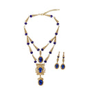 Moroccan Wedding Dress Jewelry Handmade Red Blue Gemstone Necklace Earrings Gold-Plated Kaftan Bridal Accessories