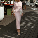 Bodycon Knit Dress Long Sleeve Crew Neck Ribbed Dress Slim Fit Long Dress