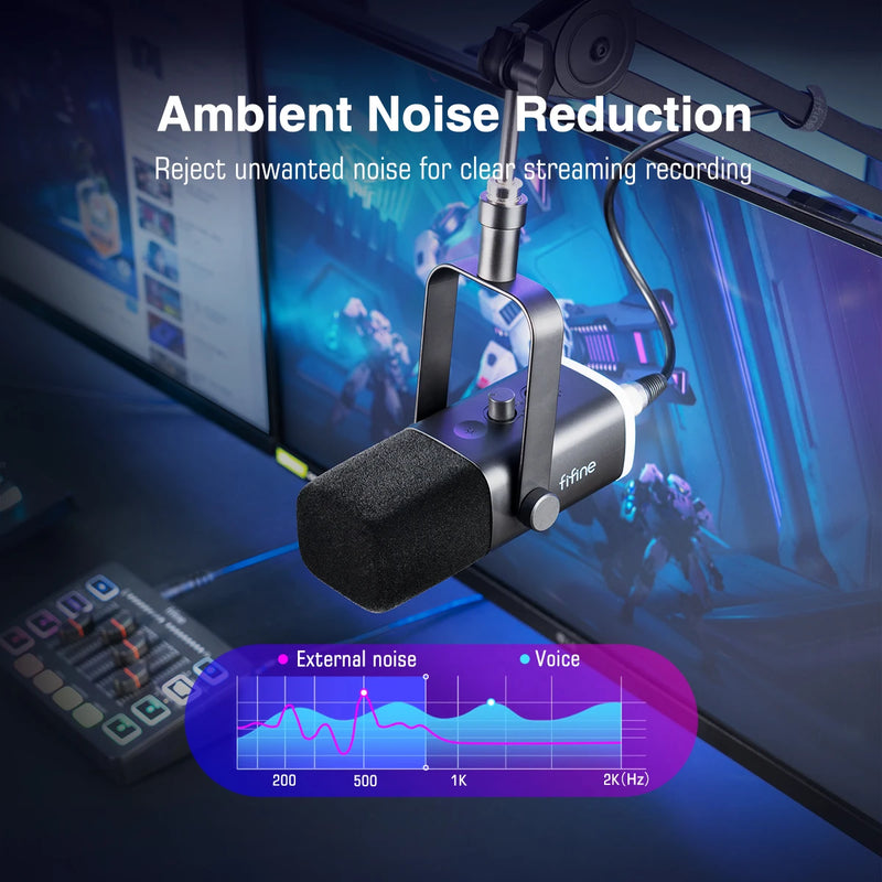 Dynamic Microphone with RGB, Control/Headphone jack/Mute, MIC for, PC Gaming, Recording, Streaming, AmpliGame-AM8. - FIFINE USB/XLR