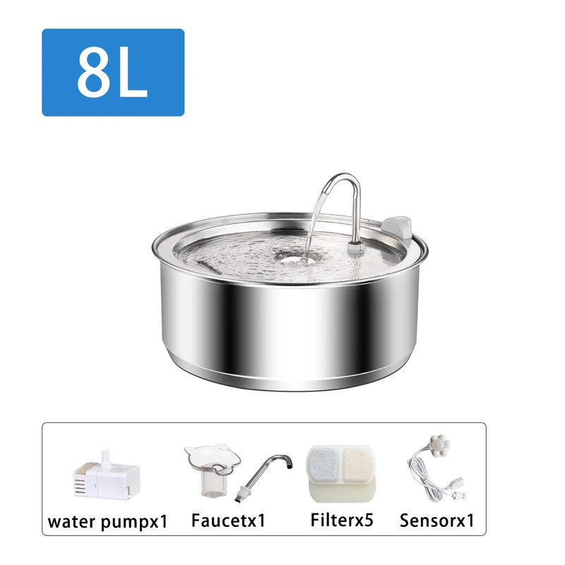 Stainless Steel Cat Water Fountain Automatic Cat Drinker Drinking Fountain For Cats Dogs Pet Water Dispenser Accessories