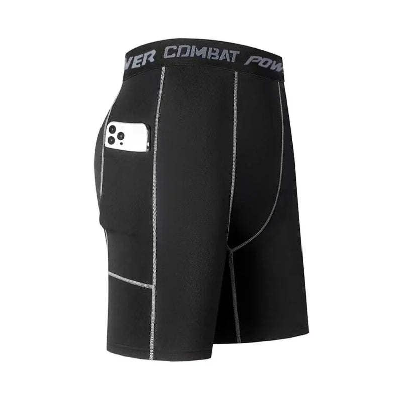 High Performance Men's Compression Shorts With Pocket - Quick Dry Breathable Stretchy Base Layer For Sports Gym