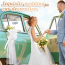 Church pew bows with long tulle tails for aisle and chair decoration
