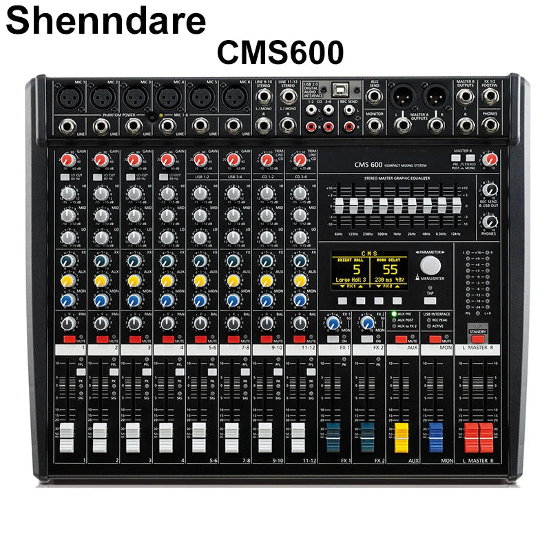 CMS600-3 Mixer audio mixer console With Cover 8 Channel Audio  Console Mixing Compact Mixing System DJ Mixer for Dynacord mixer