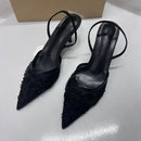 Mesh Open Heel Sandals Shoes Fashion. Print Pointed End for Women. High-heel  Stiletto