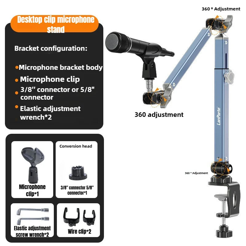Mic Boom Arm Microphone Stand for Blue Yeti FIFINE AM8 K669B HyperX QuadCast SoloCast AT2020 Shure SM7B MV7 and Other Microphone