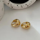 Stainless Steel Smooth Star Zircon Hoop Earrings for Women Girls Metal Chunky Ear  Buckle Jewelry Accessories Gift