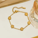 Fashion Flower Stainless Steel Bracelets For Women Trendy Gold Color Metal Bracelet Party Birthday Daily Cute Romantic Jewelry