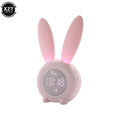 Mini Cartoon LED Digital Alarm Clock Electronic LED Display Sound Control  Cute Rabbit Night Lamp Desk Rechargeable Clock