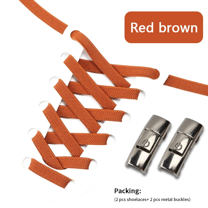 1Pair No Tie Shoe laces, Press Lock Shoelaces without ties Elastic Laces Sneaker Kids Adult 8MM Widened Flat Shoelace for Shoes