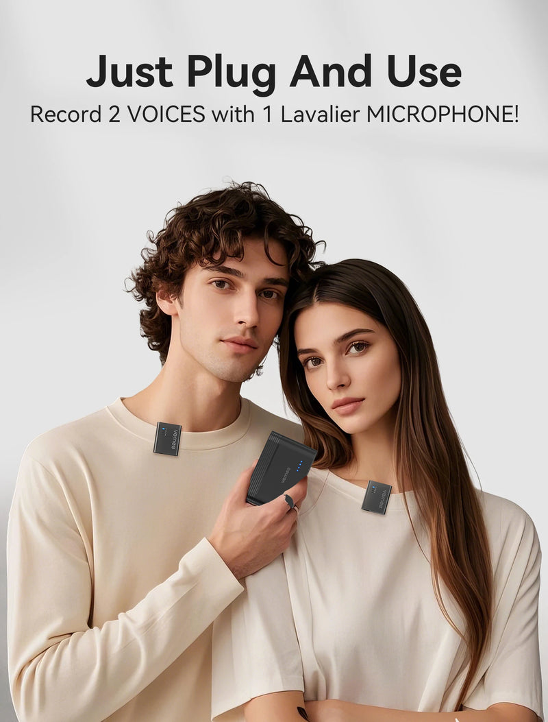vernee M1 Wireless Lavalier Microphone with Charging Case Short Video Recording Mini Mic for iPhone/iPad/Android