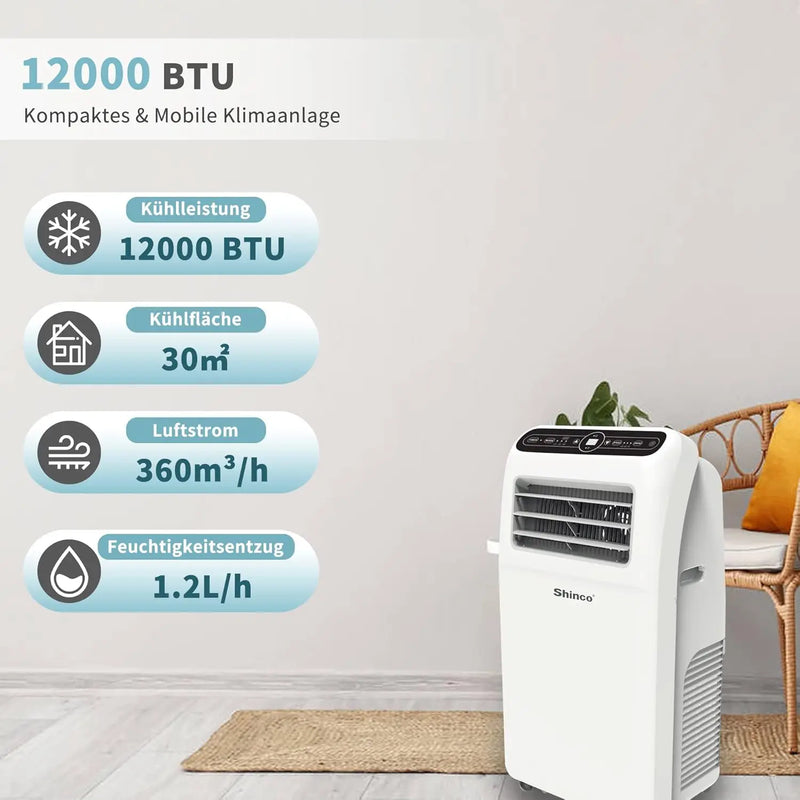 Portable Air Conditioner with Exhaust Hose, 12,000 BTU