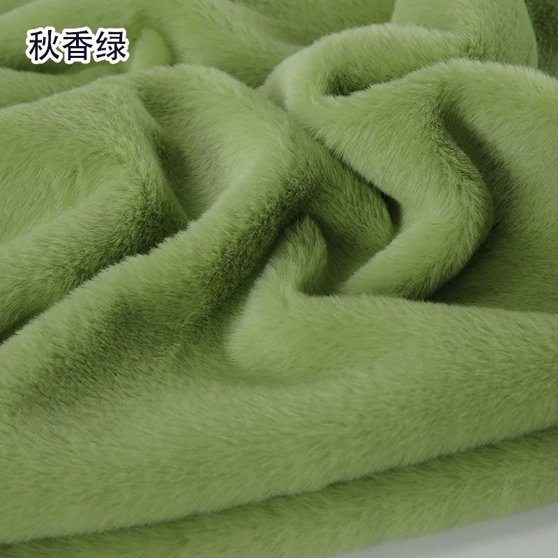 Plain Faux Fur Fabric Smooth Clothes Coats Dolls Sewing Thickened Imitation  Rabbit Plush Textile Soft Silky.