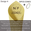 Personalized wedding confetti cones with names and date,