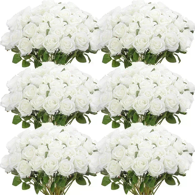 Bouquet of real looking artificial silk roses