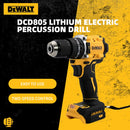 Rechargeable brushless cordless impact drill with power supply.