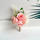 Bride groom wedding accessories wrist corsage bracelet cuff flower bridesmaid boutonniere Men Pins Silk Roses Artificial Flowers