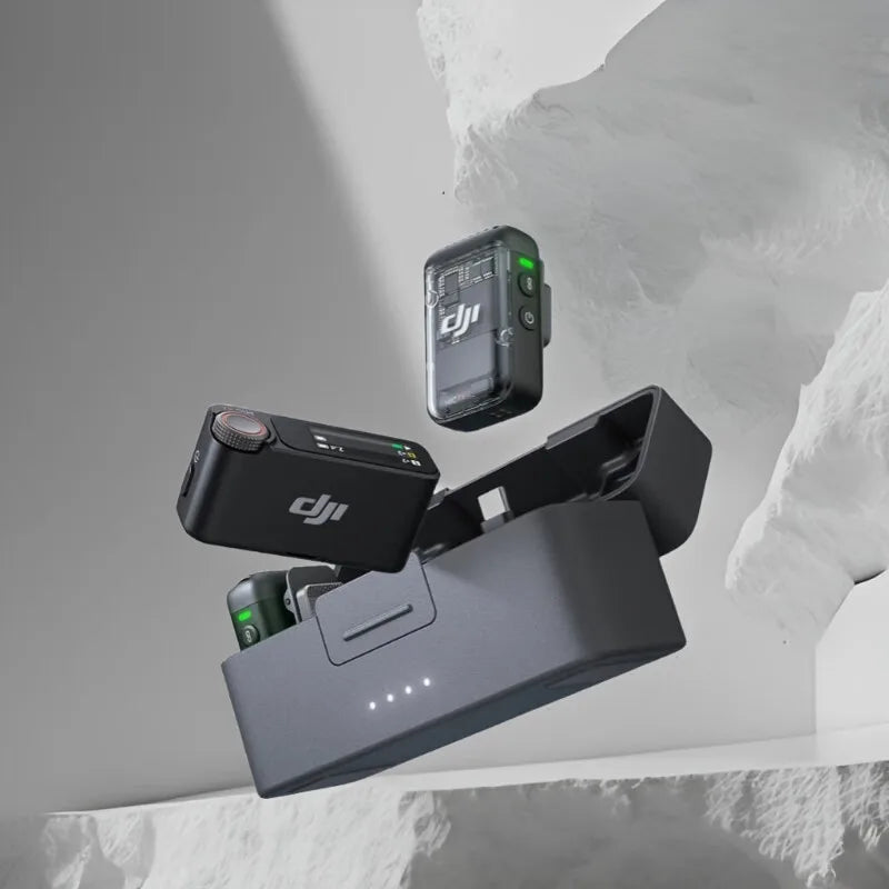 DJI Mic 2 Wireless Microphone with Intelligent Noise Cancelling 32-bit Float Internal Recording Optimized Sound 250m Range