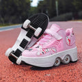 NEW children's sports roller skates deformation shoes 4 four-wheeled roller skates adult runaway shoes student deformation wheel