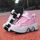 NEW children's sports roller skates deformation shoes 4 four-wheeled roller skates adult runaway shoes student deformation wheel