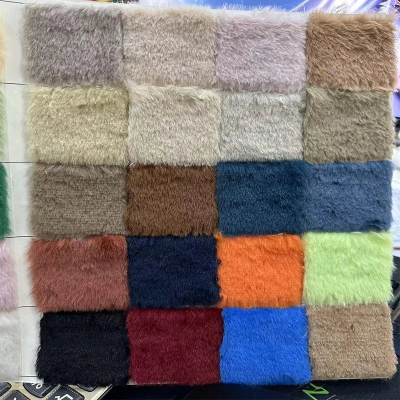 Plain Faux Fur Fabric Smooth Clothes Coats Dolls Sewing Thickened Imitation  Rabbit Plush Textile Soft Silky.