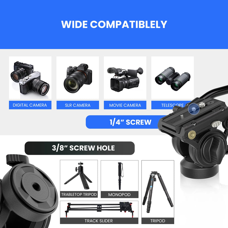 Professional Video Tripod Head Hydraulic Pan Tilt Fluid Head for Camera Tripod Monopod GM6 Multi-angle Shooting Load 8kg. - WEYLLAN