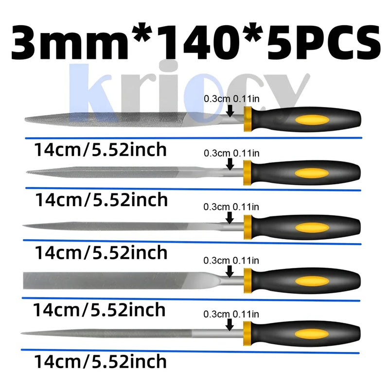Alloy steel precision round and half round file set.