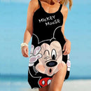 Women's Beach Dresses Disney-Mickey Minnie Dresses for Women 2025. Summer Fashion Sling Print Sexy Skinny Seaside Casual Oversize