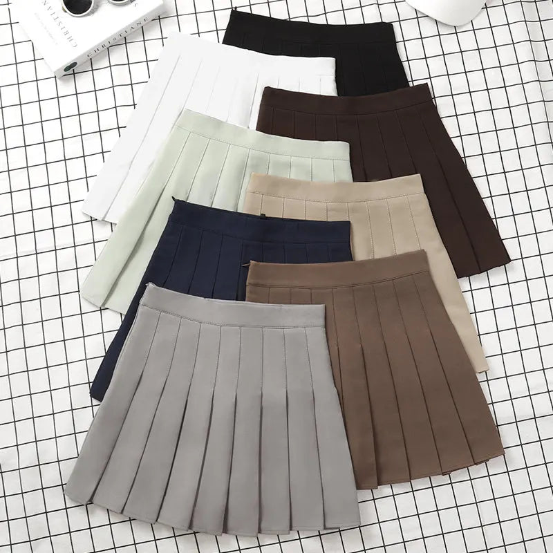 Brown Skirt Ladies 2025 Summer Clothes Women's High Waist Harajuku Korean Style Black Mini Pleated Skirt For School Girl Uniform