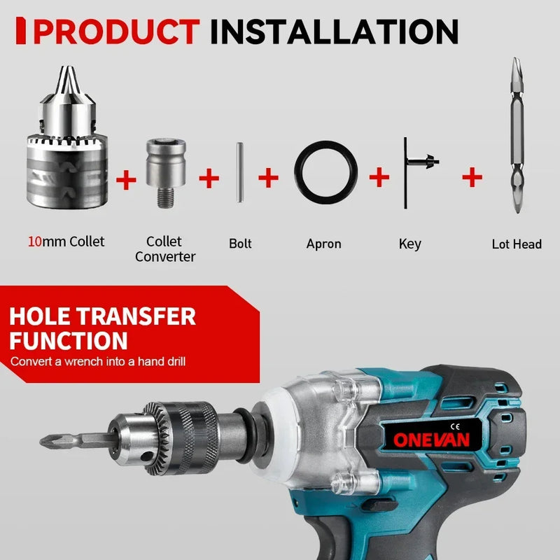 Electric Impact Wrench Hexs Socket Adapter Kit Drill Chuck Drive Adapter  Drill  Screwdrivers. - ONEVAN 44Pcs Set