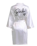 Wedding Party Team Bride Robe With Black Letters Kimono Satin Pajamas Bridesmaid Bathrobe SP003 - BUY ABROAD NOW