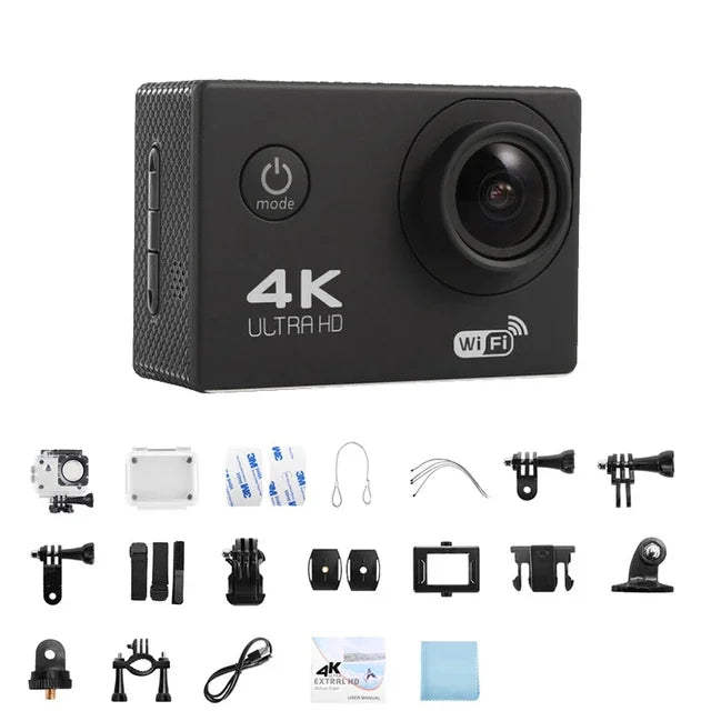 2.0" Action Camera Ultra HD 4K 30FPS WiFi Underwater Cameras Waterproof Helmet Bicycle Video Recording Cameras Outdoor Sport Cam