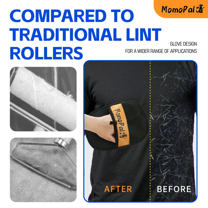 Pet Grooming Gloves Cats Hair Brush Pet Removal Gloves Dual Brush Static-Free Cat Cleaning Tool Hair Stripping Mitts