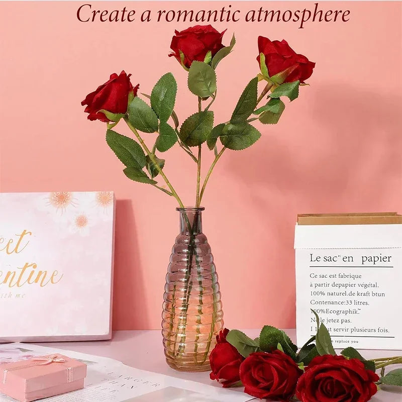 Artificial velvet roses, real touch fake roses, Valentine's Day flowers