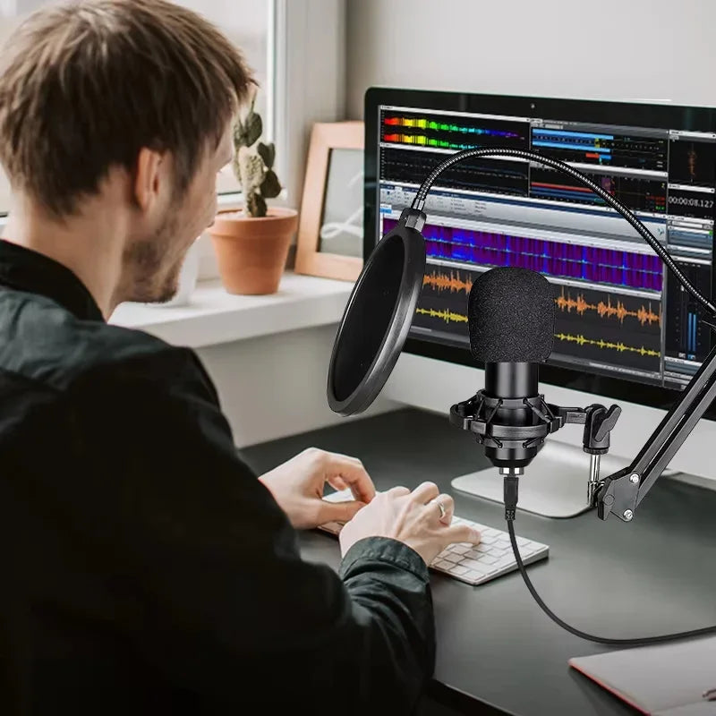 BM-800 USB Recording Microphone Professional Condenser Mic Kit with Articulated Arm For Gaming Podcasting Streaming Youtube