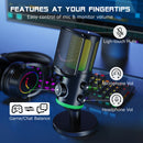 FIFINE USB Gaming Microphone with Noise Cancellation/RGB/Gain&Balance Knob,Condenser Mic for Streaming Podcasting-Ampligame AM6
